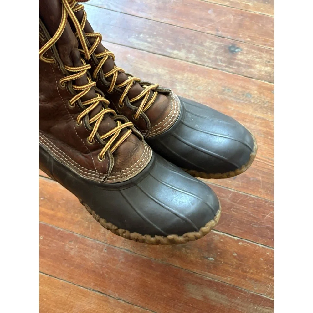 LL Bean Bean Boots 8 Inch Duck USA Maine Made Brown Mens Size 9 M Leather